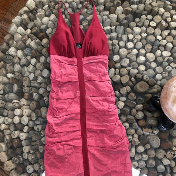 Nicole Miller Coral Ruched Cocktail Dress NWT - Picture 7 of 8